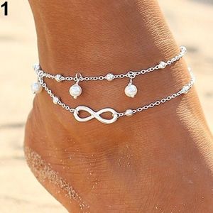 Infinity Pearl Drop Anklet Ankle Bracelet
